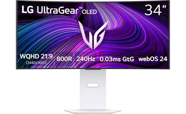 LG UltraGear 34GX90SA-W – 34” WQHD Curved OLED (240Hz) White- Gaming Monitor